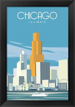 Framed Chicago from Lake Michigan Print