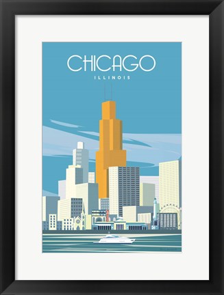 Framed Chicago from Lake Michigan Print