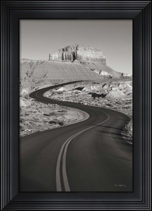 Framed Goblin Valley State Park Rd BW Print