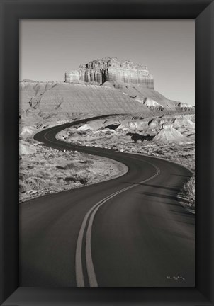 Framed Goblin Valley State Park Rd BW Print