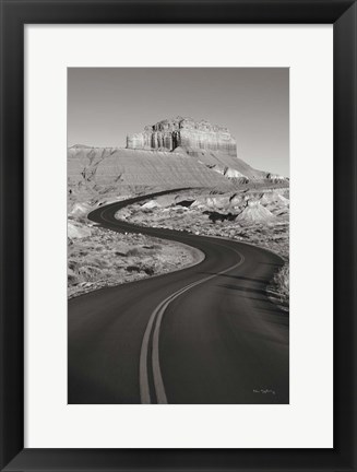 Framed Goblin Valley State Park Rd BW Print