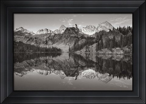 Framed Alice Lake Sawtooth Mountains Idaho BW Print