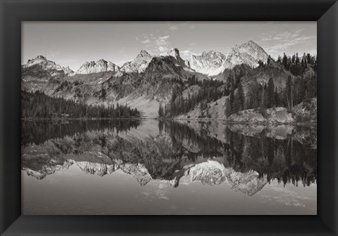 Framed Alice Lake Sawtooth Mountains Idaho BW Print