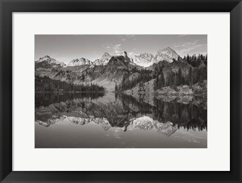 Framed Alice Lake Sawtooth Mountains Idaho BW Print