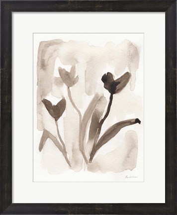 Framed Sepia Florals I Print