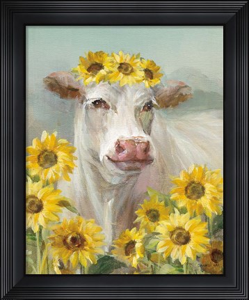Framed Cow in a Crown II Print