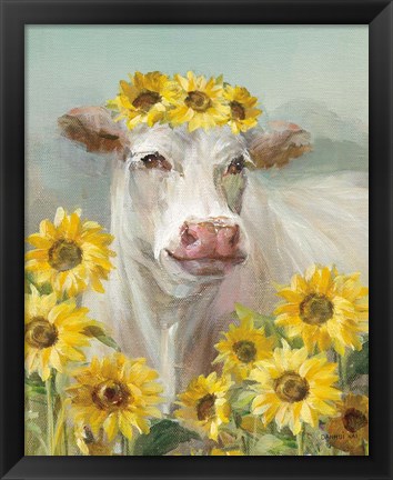 Framed Cow in a Crown II Print