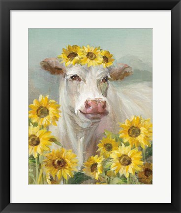 Framed Cow in a Crown II Print