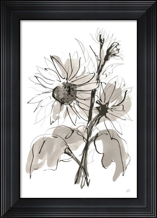 Framed Ink Sunflower I Print