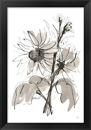 Framed Ink Sunflower I Print