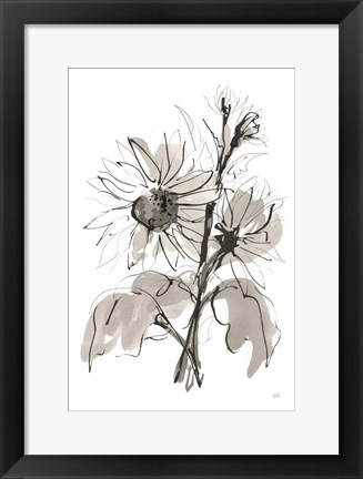 Framed Ink Sunflower I Print