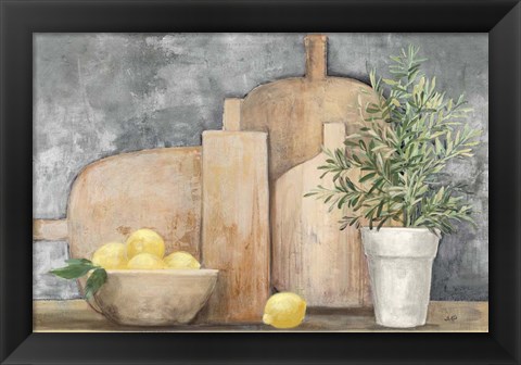 Framed Rustic Kitchen Gray Print