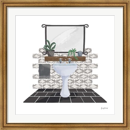 Framed Relaxing Bathroom I Dark Print