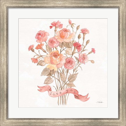 Framed Romantic Blooms V Print