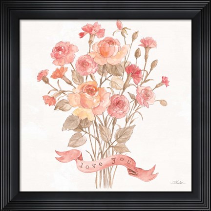 Framed Romantic Blooms V Print