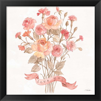 Framed Romantic Blooms V Print