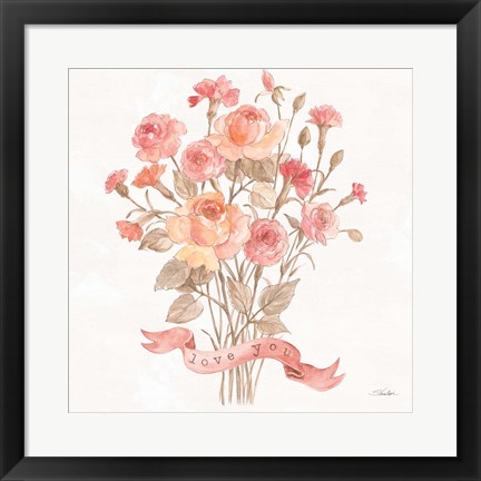 Framed Romantic Blooms V Print