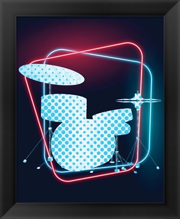 Framed Neon Music 2 Print