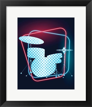 Framed Neon Music 2 Print