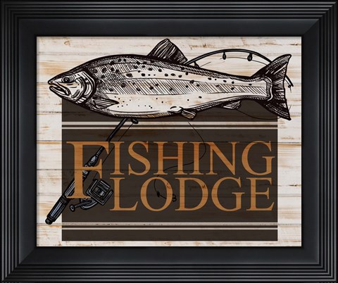 Framed Fishing Lodge V2 Print