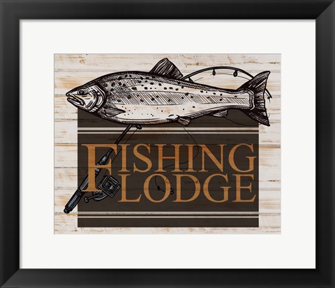 Framed Fishing Lodge V2 Print