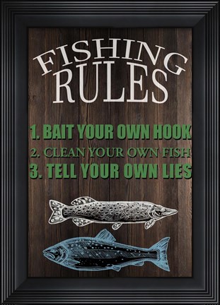 Framed Fishing Rules Print