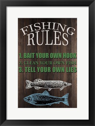 Framed Fishing Rules Print