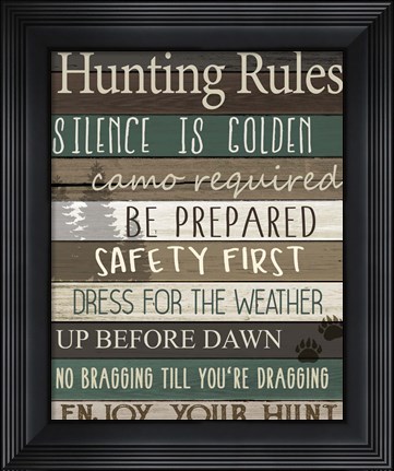 Framed Hunting Rules Print