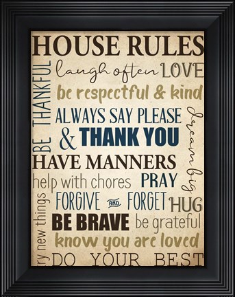 Framed House Rules Print