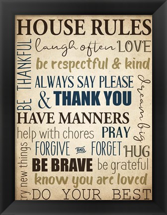 Framed House Rules Print