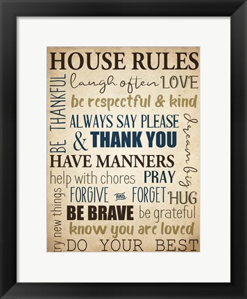 Framed House Rules Print