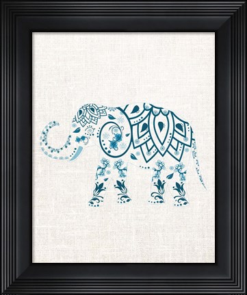 Framed Patterened Elephant Print