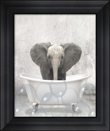 Framed Baby Elephant Bath Print