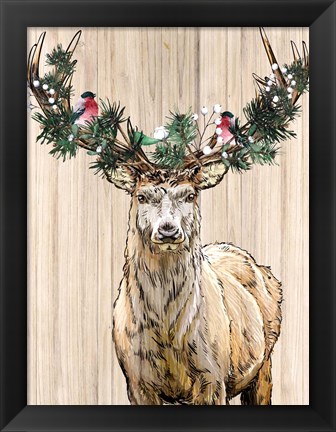 Framed Christmas Deer Print