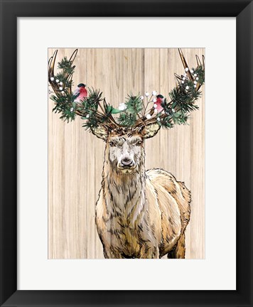 Framed Christmas Deer Print