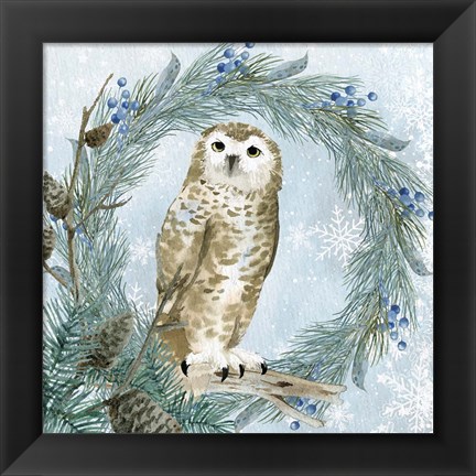 Framed Winter Owl 3 Print