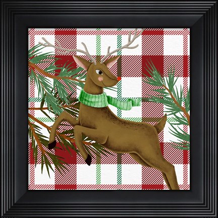 Framed Reindeer Plaid Print