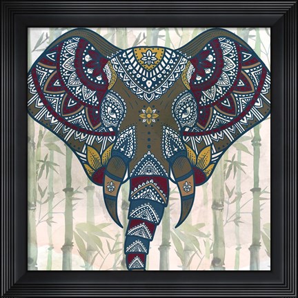Framed Watercolor Mandala Elephant Print