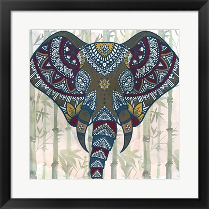 Framed Watercolor Mandala Elephant Print