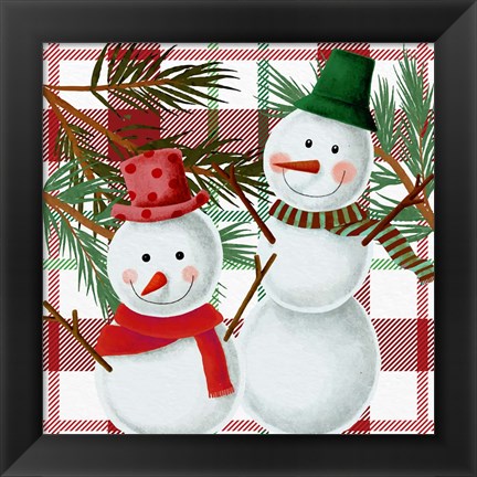 Framed Snowman Plaid Print