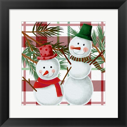 Framed Snowman Plaid Print