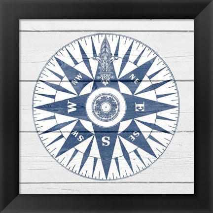 Framed Blue Compass Print