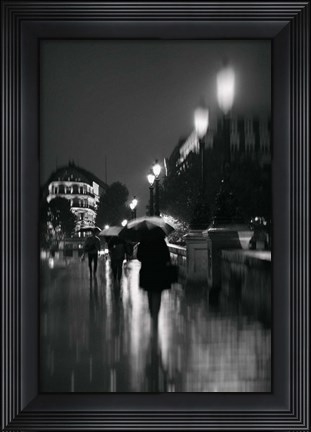 Framed Paris in The Rain Print