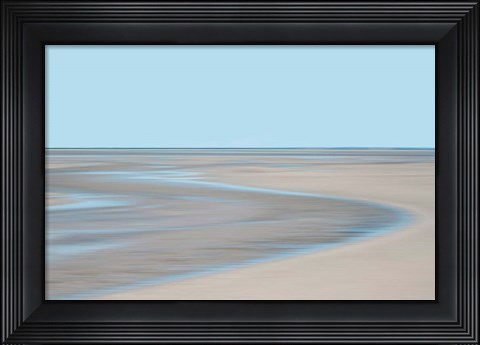 Framed Blue and Beige Beach 1 Print