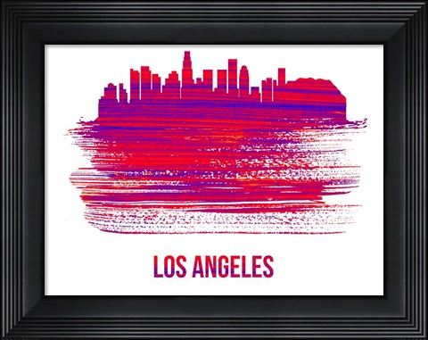 Framed Los Angeles Skyline Brush Stroke Red Print