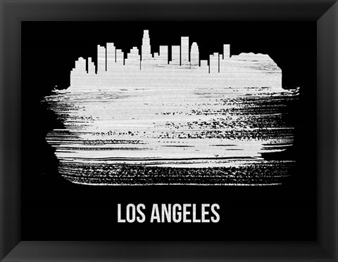 Framed Los Angeles Skyline Brush Stroke White Print