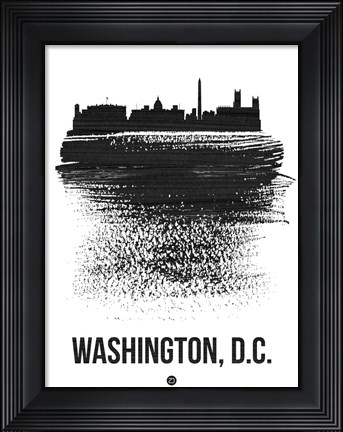 Framed Washington, D.C. Skyline Brush Stroke Black Print