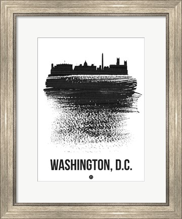 Framed Washington, D.C. Skyline Brush Stroke Black Print