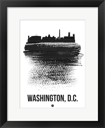 Framed Washington, D.C. Skyline Brush Stroke Black Print