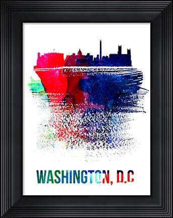 Framed Washington, D.C. Skyline Brush Stroke Watercolor Print